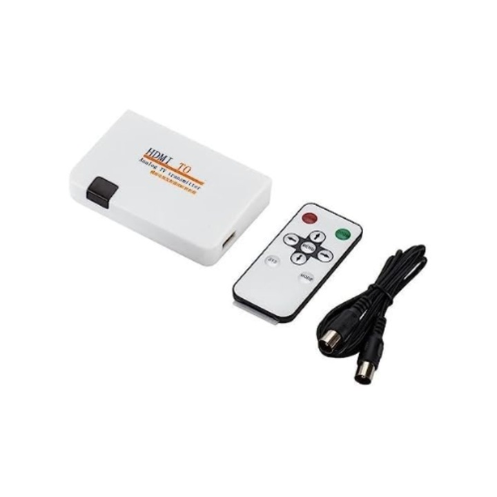 Convertor HDMI la RF, pentru PS4, PS5, Xbox, Nintendo Switch, 4 formate TV, Plug and Play