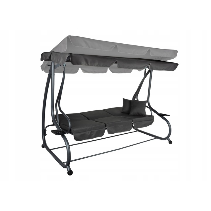 Люлка с мрежа против комари, 3 места, бежова, 280 кг, функция за разгъване