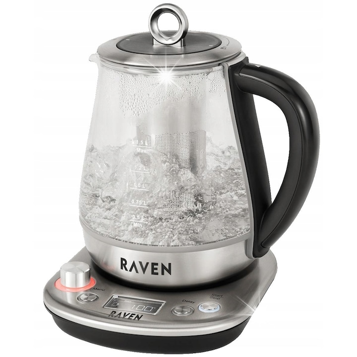 Fierbator electric Tower Empire, 1,7L, 3000W, design Art Deco, capacitate mare, albastru, 21,7x15,8x26,8cm
