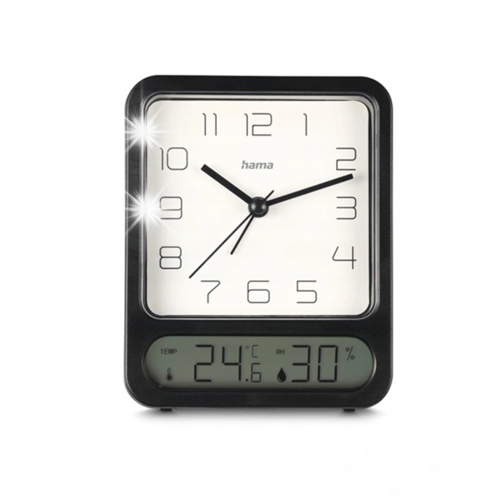 Hama Pag ébresztőóra, hőmérő, páratartalommérő, fekete, 9,5x4,9x12,5cm