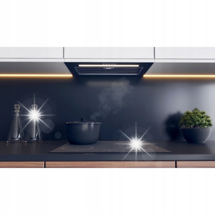 Вграден абсорбатор Box-Max 60, 3 скорости, 645 m3/h, 69 dB, черен, 59,8x29x24,5см