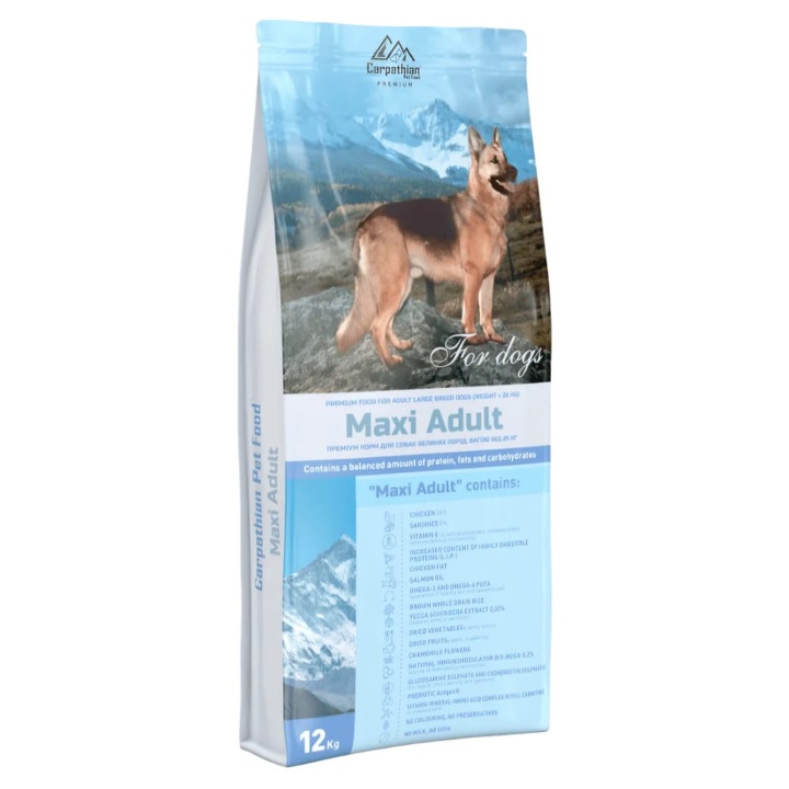 Mâncare pentru câini Carpathian Pet Food Maxi Adult, uscată, 27% proteine, 16% grăsimi, 15kg