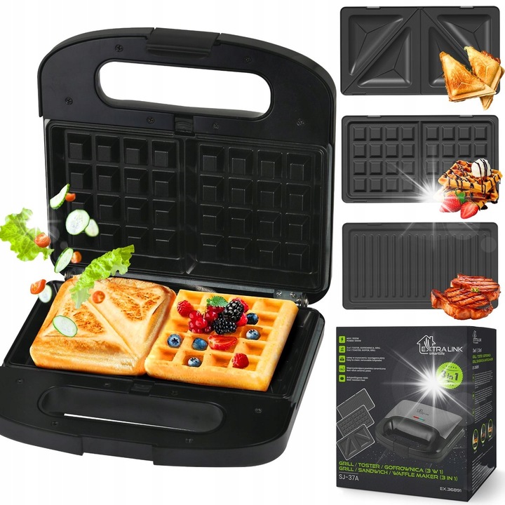 Opiekacz de sandvisuri Adler XXL, 1300W, placi antiaderente, 28,5x15,2cm