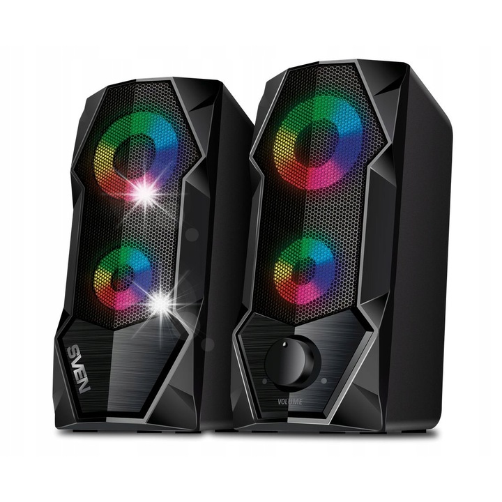 PC hangszóró 2.0, SVEN 410, 6W, többszínű, 78x176x97mm