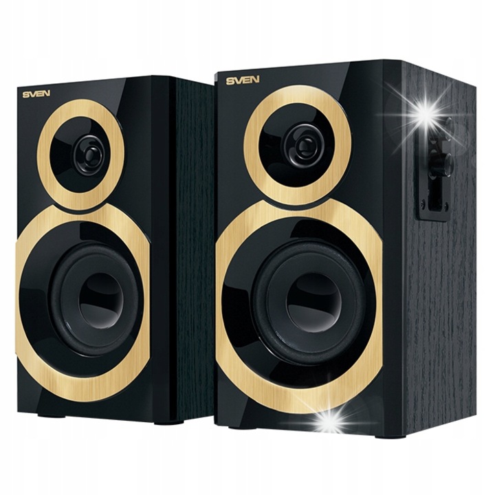 PC hangszórók 2.0, Sven SPS-619, 20W, fekete-arany, 2 darabos szett