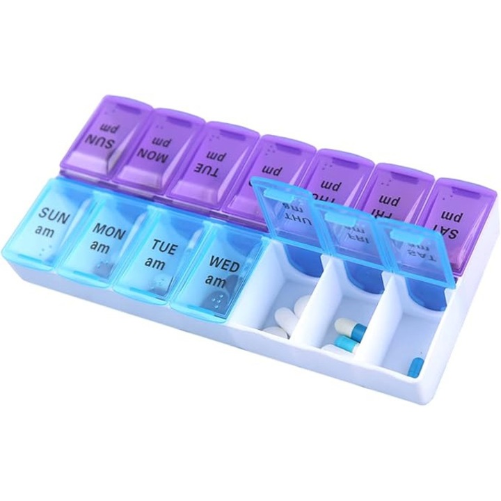Cutie pentru medicamente, Albastru/Mov