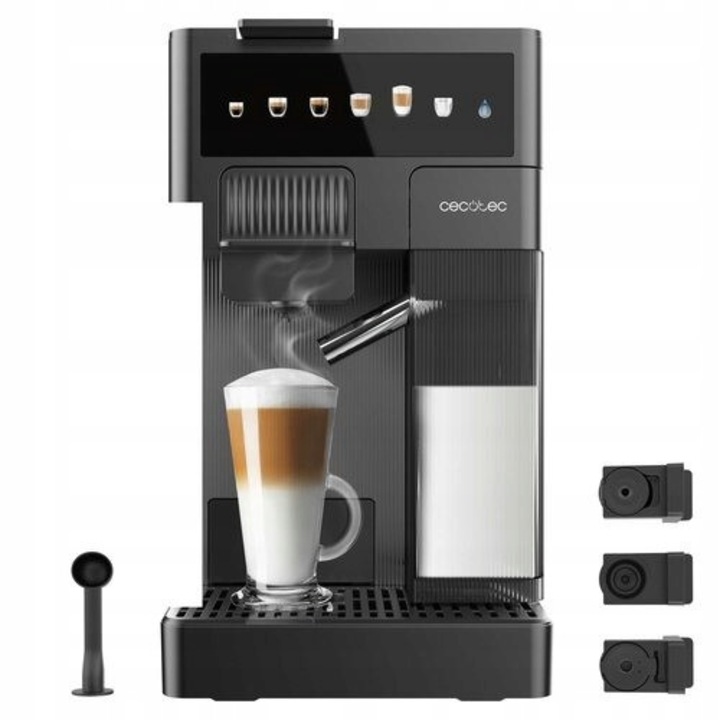 Espressor automat Cecotec FreeStyle Latte T, 6 tipuri de cafea, 1350W, 20bar, negru, 31,5x18x30cm
