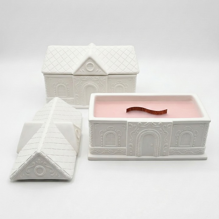 Голяма свещ за дома - бяла / цветна градина