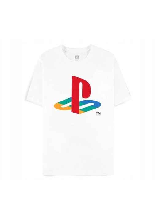 Férfi póló, PlayStation, retro logó, fehér, 100% pamut, 2XL INTL