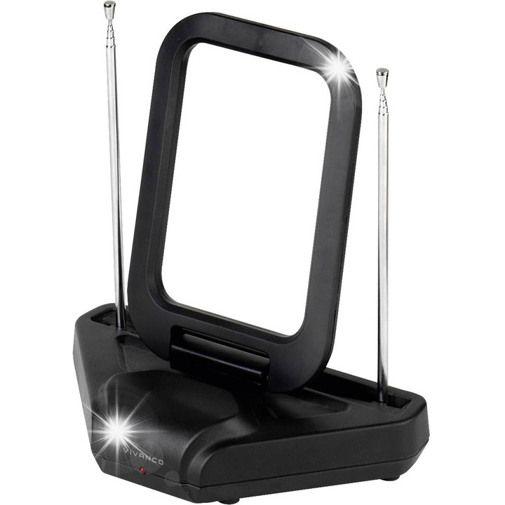 Antena TV interna Vivanco TVA3030, pasiva, cu amplificator, 1,2m, 190x190x105mm