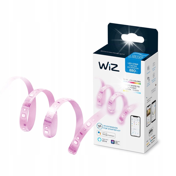 Banda LED WiZ, model 929002532101, Wi-Fi, 16 milioane de culori, 1m