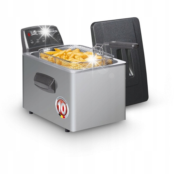 Фритюрник Fritel Turbo SF 4551, 3000W, 5L, двойна отоплителна система, сив/сребрист/черен цвят