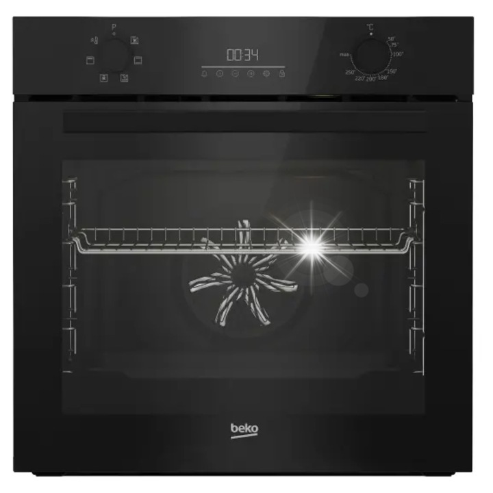 Електрическа фурна с пара Beko b300, 59,4x59,5x56,7см, черна, 72л, функция за самопочистване