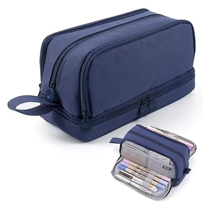Penare, multi-strat, cu fermoar, capacitate mare, 8.7"x3.7"x4", pentru birou, scoala, unisex, set organizator accesorii