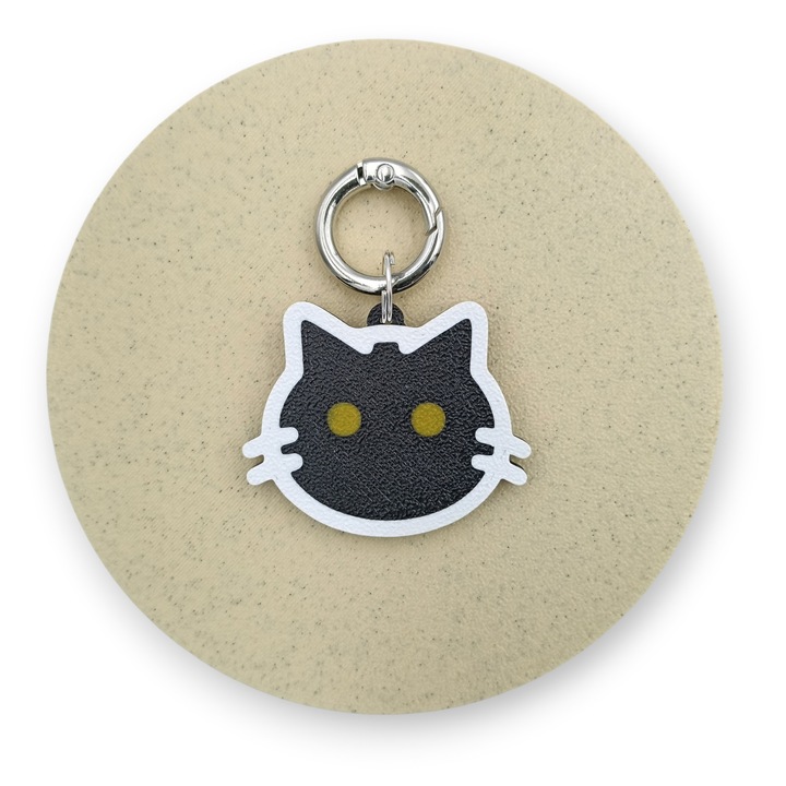 Medalion Decorativ Caini, Forma Pisica, 30x35 mm, PLA Bioplastic, Printat 3D, Negru, Galben