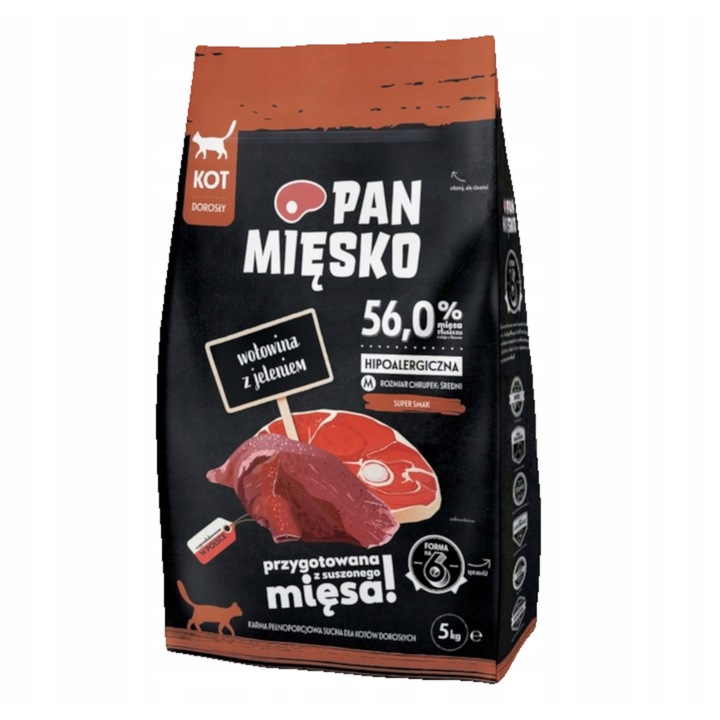 Pan Miesko Суха храна за котки, говеждо с елен, 400гр