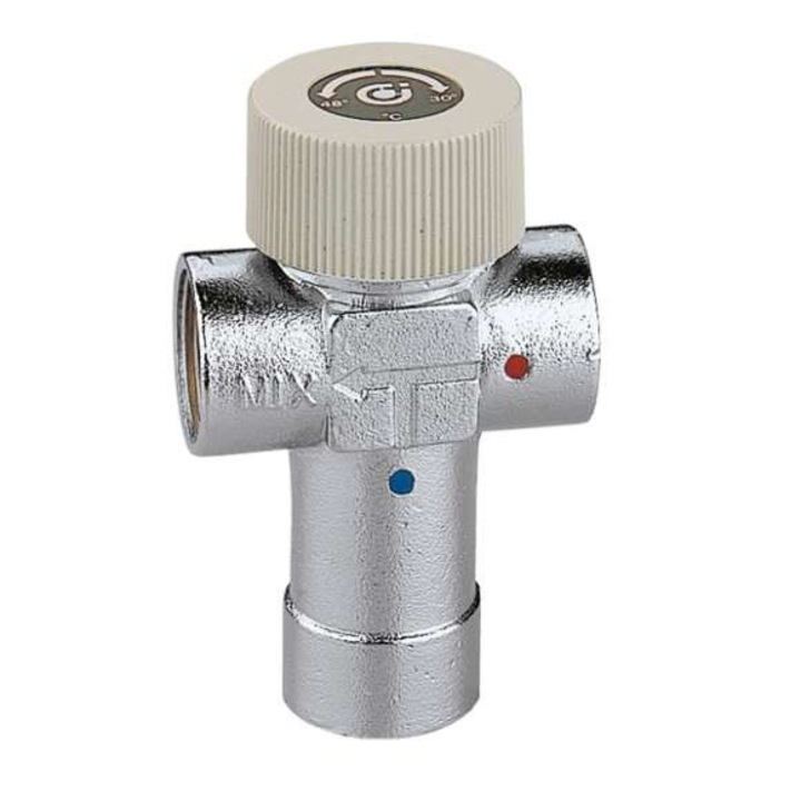 Caleffi 3/4" állítható termosztatikus keverőszelep, króm, 40/60C, 10 bar