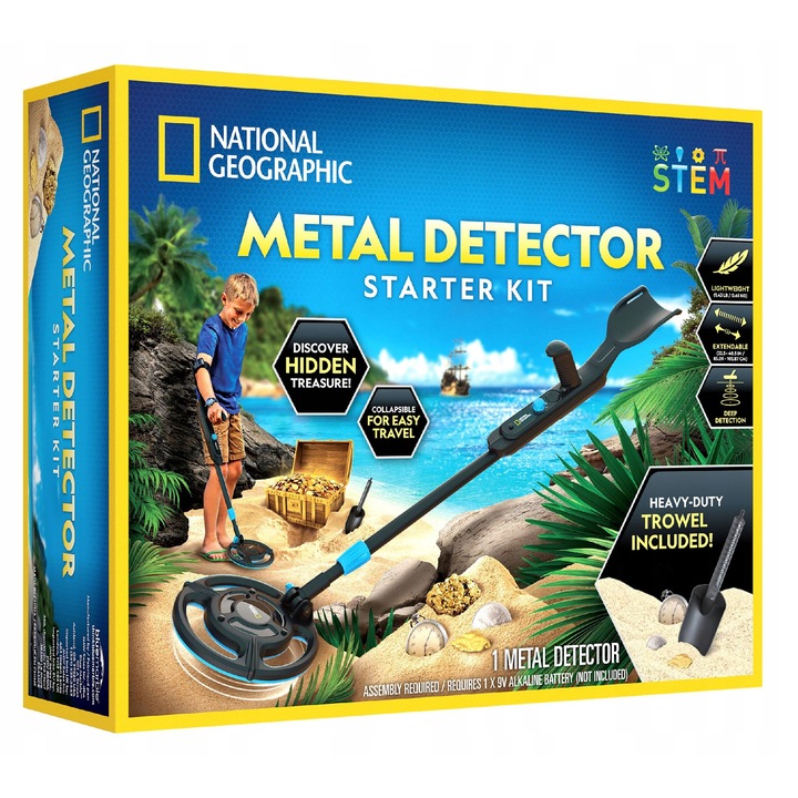 Detector de metale, National Geographic, set pentru copii, 8 ani+, usor de transportat