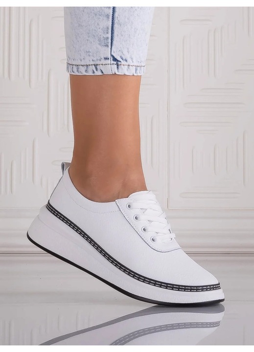 Pantofi dama casual Albi din Piele Naturala Alonsa, Alb