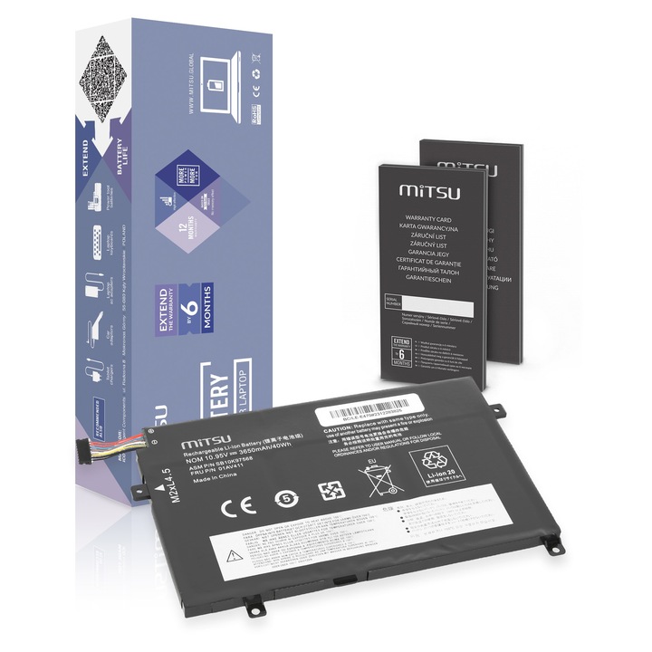Mitsu laptop akkumulátor 3650mAh 10.95V Lenovo ThinkPad E470 E475-höz