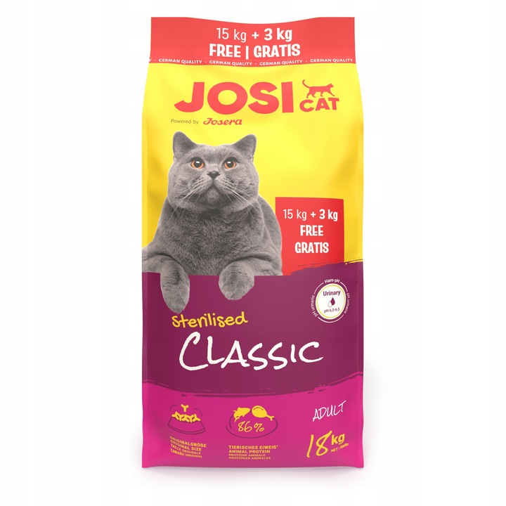 Josicat Sterilised Classic, храна за котки, пиле, 18кг