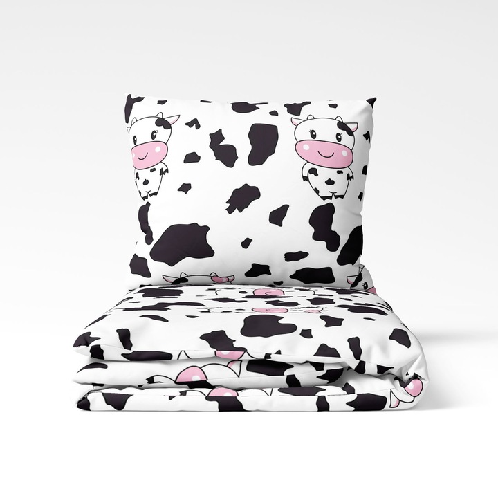 Happy Cow dupla ágyneműhuzat, 160x200 cm, Soft-Touch mikroszálas, többszínű, cipzárral