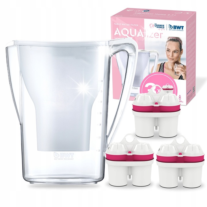 Кана филтър BWT Aqualizer Home, 2,7L, 3 филтъра Mg2+, бял