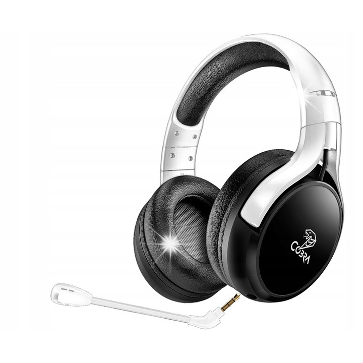 Cobra QSHPS500 gaming fejhallgató, 3.5mm, fekete-fehér, mikrofonnal, 1.2m
