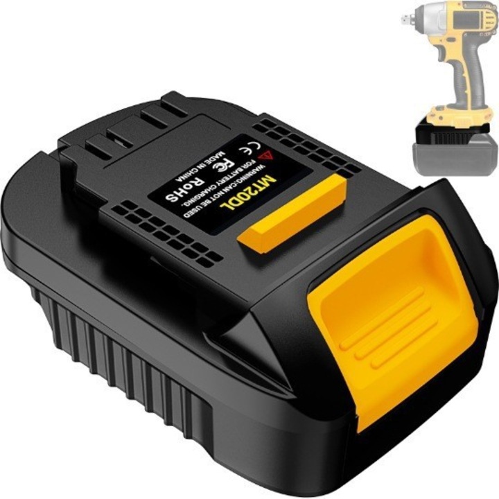 Adaptor baterie, Negru/Galben, Pentru Makita 18V in Dewalt 20V