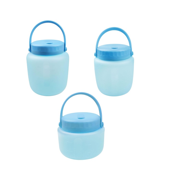 Set 3 pungi si recipiente alimentare din silicon, reutilizabile, etanse, fara BPA, 500/1000/1500 ml, albastru