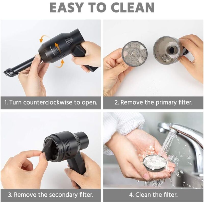 Aspirator mini fara fir, 2000mAh, cu duza de perie si instrument de fante, pentru curatarea computerelor si a masinilor