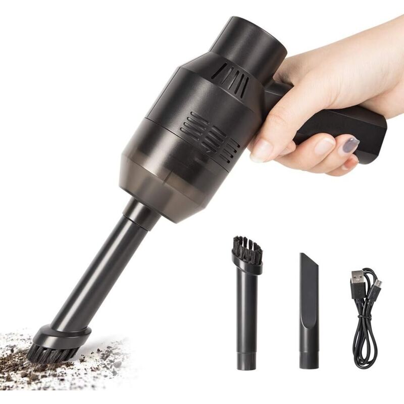 Aspirator mini fara fir, 2000mAh, cu duza de perie si instrument de fante, pentru curatarea computerelor si a masinilor