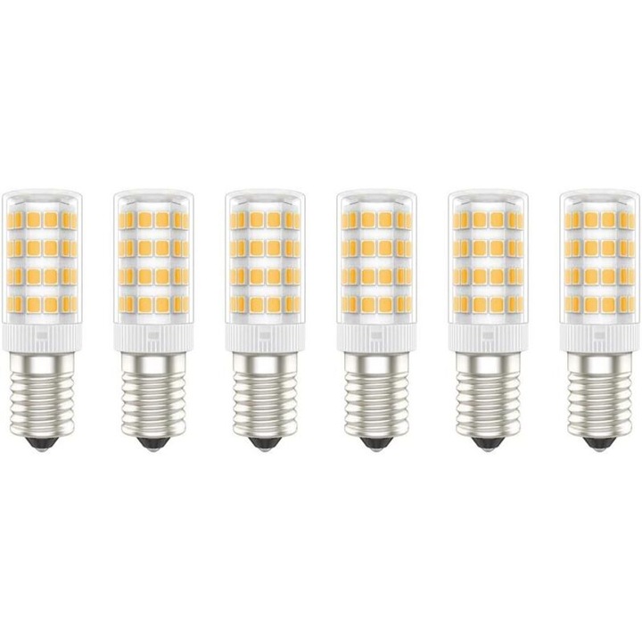 Becuri LED E14, 5W (echivalent 50W), alb cald, set de 6, 300 lumeni, 30.000 ore durata de viata