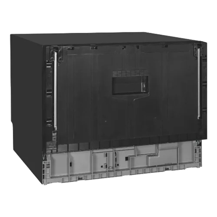 Masina de spalat vase incorporabila Exquisit, 6 seturi de vase, 6 programe spalare, mod Intensiv/Eco/90 min/Mini Party/Glass/Power+Cold, pornire intarziata 24h, siguranta impotriva inundatiilor AquaStop, indicatoare luminoase sare/agent clatire, negru