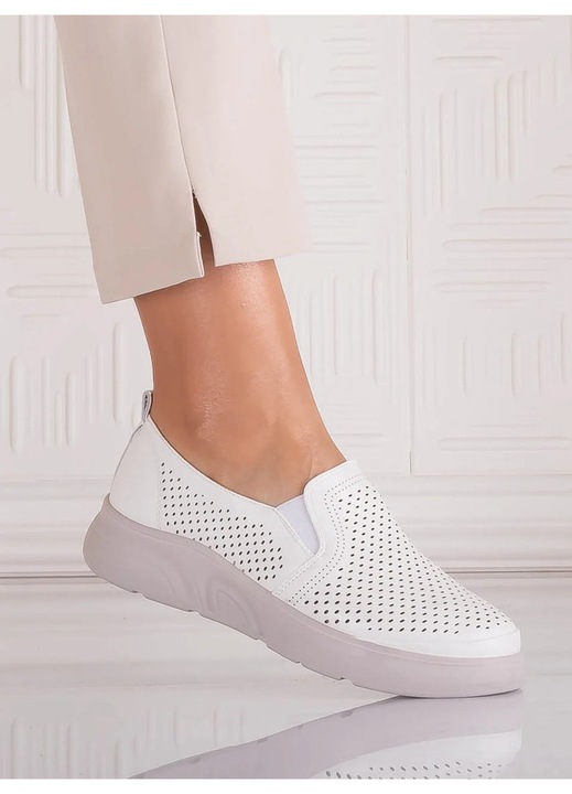 Pantofi dama Casual Albi din Piele Ecologica Nilasa, Alb