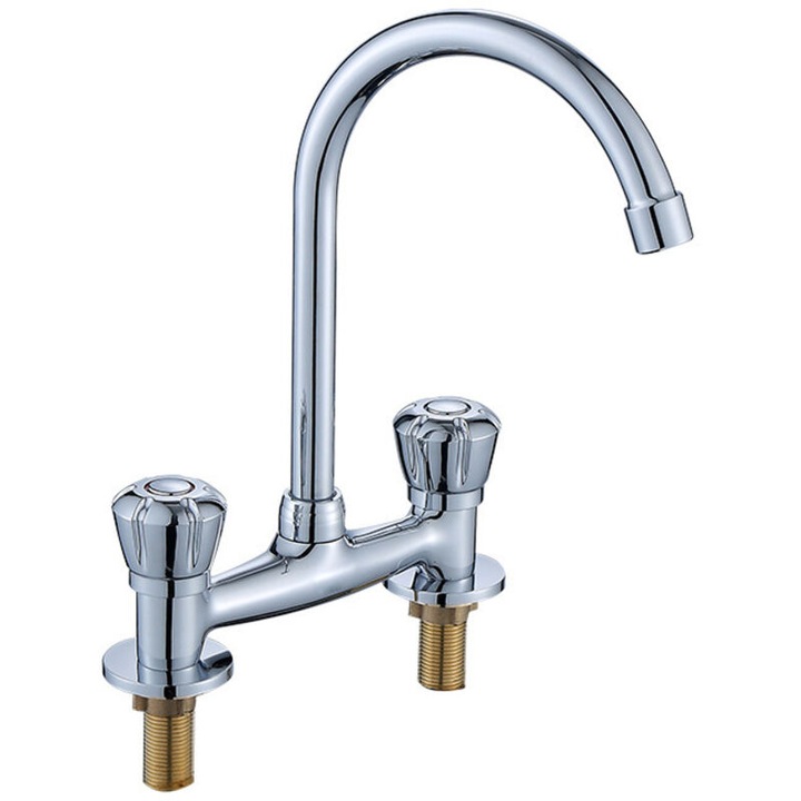 Kétfogantyús duplex csaptelep, króm felület, 265x185x180mm, 650g