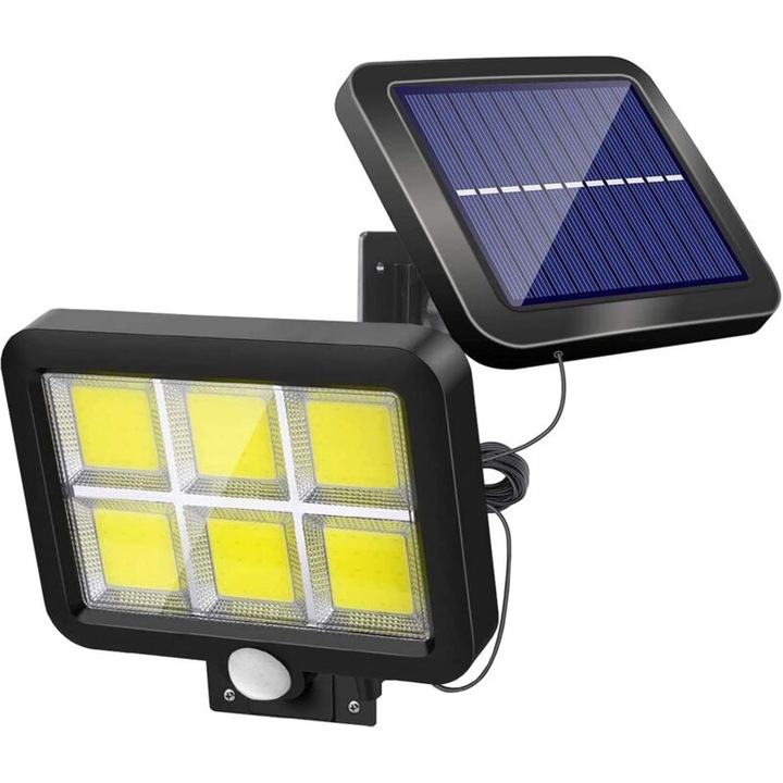 Kültéri napelemes lámpa 120 LED mozgásérzékelő IP65 fehér 5m kábel