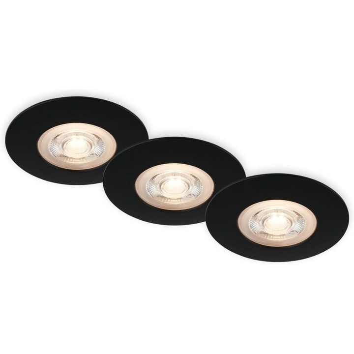 Set de 3 spoturi incastrate IP65 - 90x25 mm - lumina calda 3000K - 5W 480 lumeni - pentru spatii umede