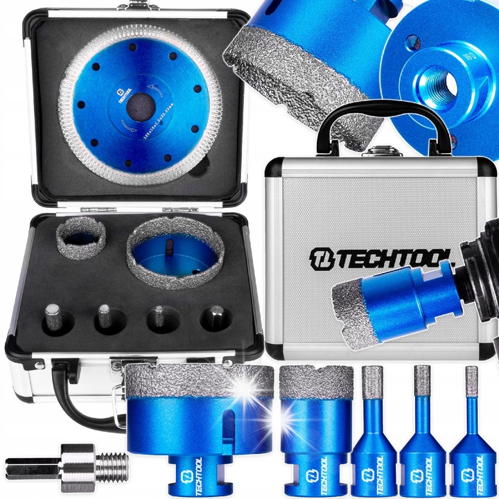 TECHTOOL 5 darabos gyémánt fúrókészlet, 6x68mm, kék, HEX adapterrel fúrógéphez