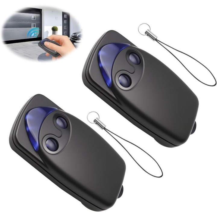 Set de 3 telecomenzi electrice pentru usi de garaj Flo2R-S, 433.92 MHz, 2 butoane, alimentare cu baterie 12V, carcasa din aliaj ABS