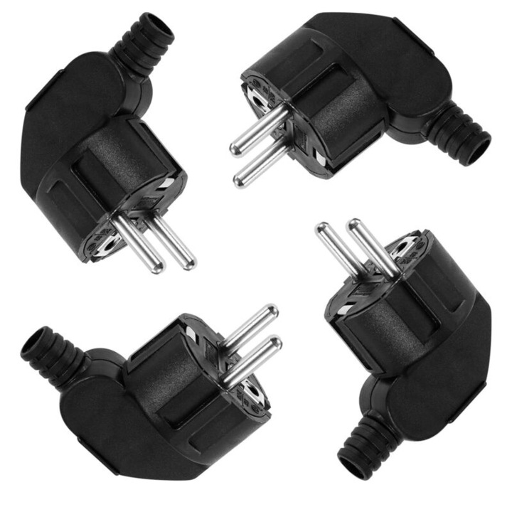Priza electrica unghiulara 250V 16A, 4 bucati, carcasa PP ignifuga, protectie IP20