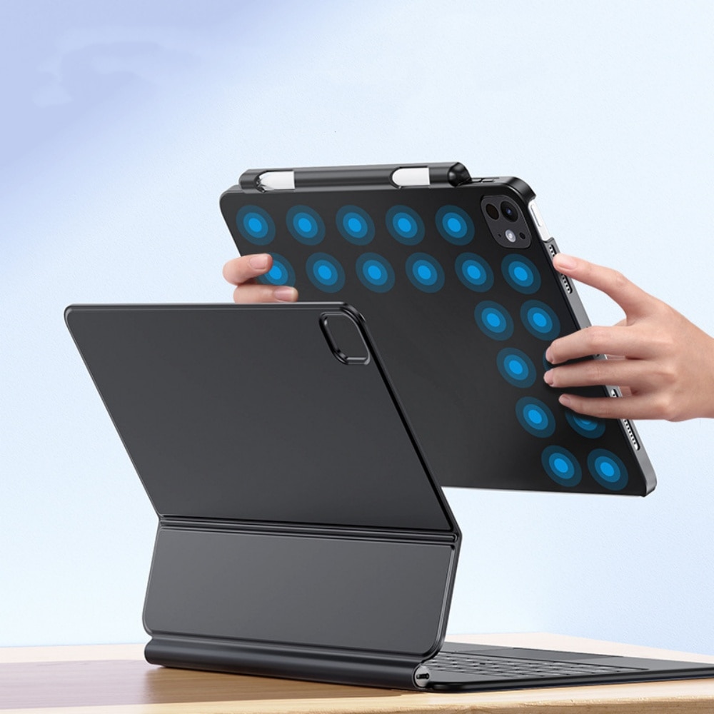 Husa de protectie pentru iPad Pro 11 (24-25) M4/M5, cu fixare magnetica, suport, subtire si usoara, rezistenta la zgarieturi, portabila, cu compartiment pentru creion, negru