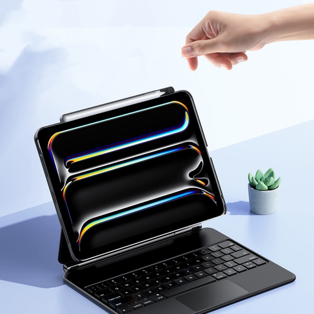 Husa de protectie pentru iPad Pro 11 (24-25) M4/M5, cu fixare magnetica, suport, subtire si usoara, rezistenta la zgarieturi, portabila, cu compartiment pentru creion, negru