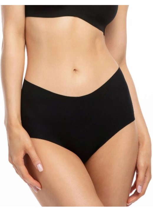 Chiloti clasici microfibra talie inalta laser-cut Julimex Infinity Boyshorts Maxi, Negru