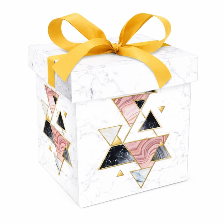 Cutie Cadou Premium patrata 22x22x22 cm din Hartie Cartonata, Roz Bleumarin