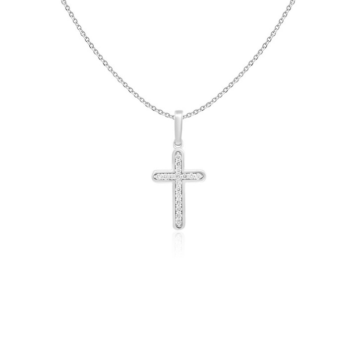 Pandantiv Cruce cu Lant Aur 18k Diamante BLANCO'S, PC05611-W