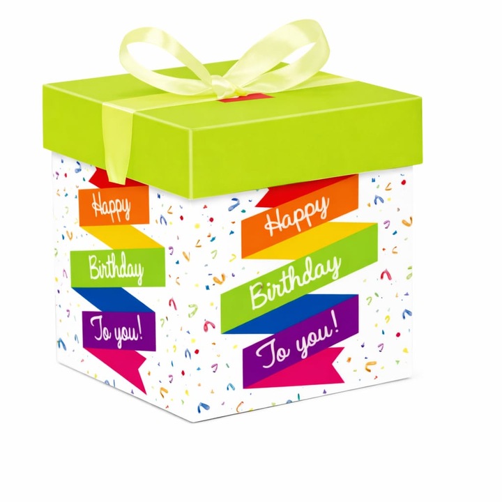 Cutie Cadou Premium patrata 22x22x22 cm din Hartie Cartonata, verde