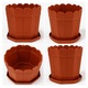 Set 4 x Ghiveci Rustic 8L, Sterk, plastic, culoare maro