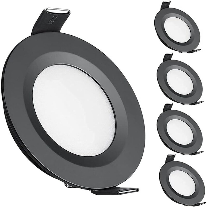 Set 4 spoturi LED incastrate 12V - 3W 3200K alb cald, Dimmabile, 58-65mm taiere