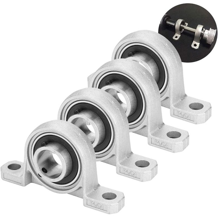 Set 4 rulmenti cu bile 20mm, aliaj de zinc, instalare usoara, pentru automatizari industriale
